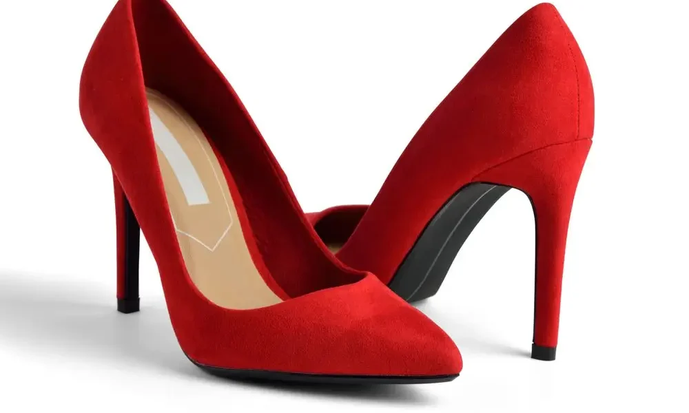 Product photography on red heels